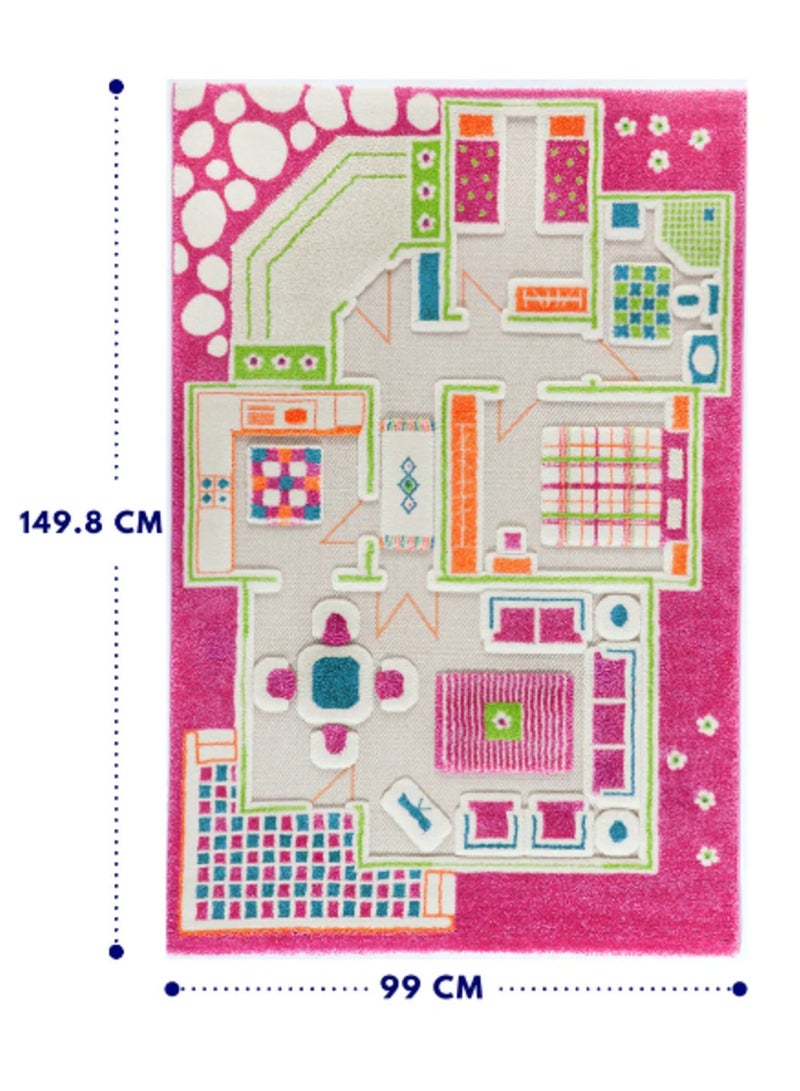 IVI 3D Play Carpet Playhouse - Medium | Pink | Activity Playmat for Kids & Children | Bedroom, Living Room, Nursery Rug | Polypropylene | Foldable | 150 cm x 100 cm - Image 2